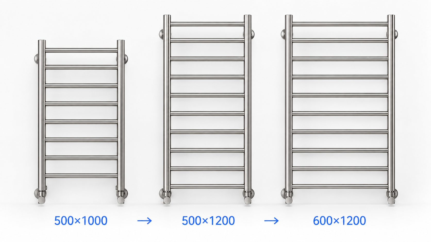 Сравнение полотенцесушителей 500×1000 500×1200 и 600×1200