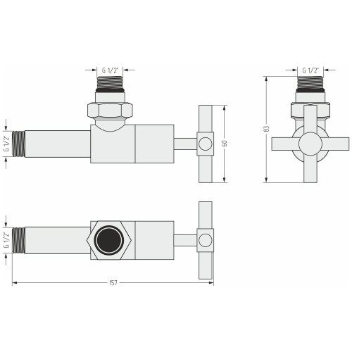Каталог полотенцесушителей Вентиль Сунержа угловой крест (G 1/2" НР х G 1/2" НР) (Матовый белый)