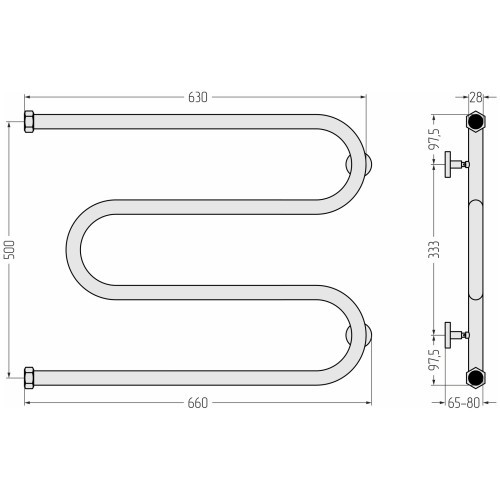 Каталог полотенцесушителей Сунержа М-образный+ 500х650 (Тёмный титан муар)